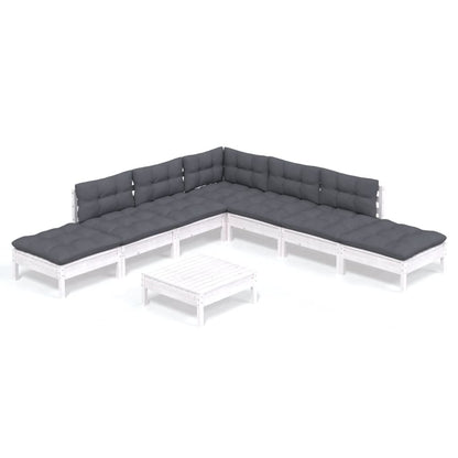-Delige Loungeset Met Kussens Grenenhout Wit