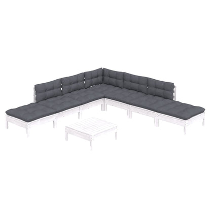 -Delige Loungeset Met Kussens Grenenhout Wit