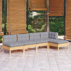 Loungeset 5-delig grenenhout grijs