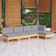 Loungeset 5-delig grenenhout grijs