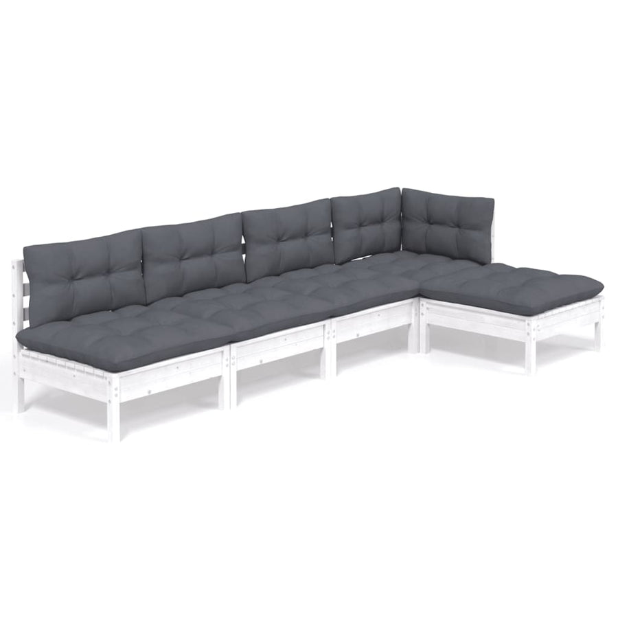 -Delige Loungeset Met Kussens Grenenhout Wit
