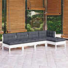 -Delige Loungeset Met Kussens Grenenhout Wit