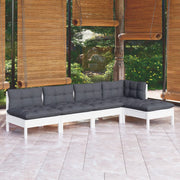 Loungeset 5-delig grenenhout wit
