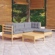 Loungeset 5-delig grenenhout grijs