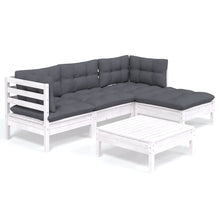-Delige Loungeset Met Kussens Grenenhout Wit