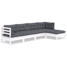 -Delige Loungeset Met Kussens Grenenhout Wit