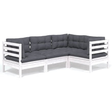 -Delige Loungeset Met Kussens Grenenhout Wit