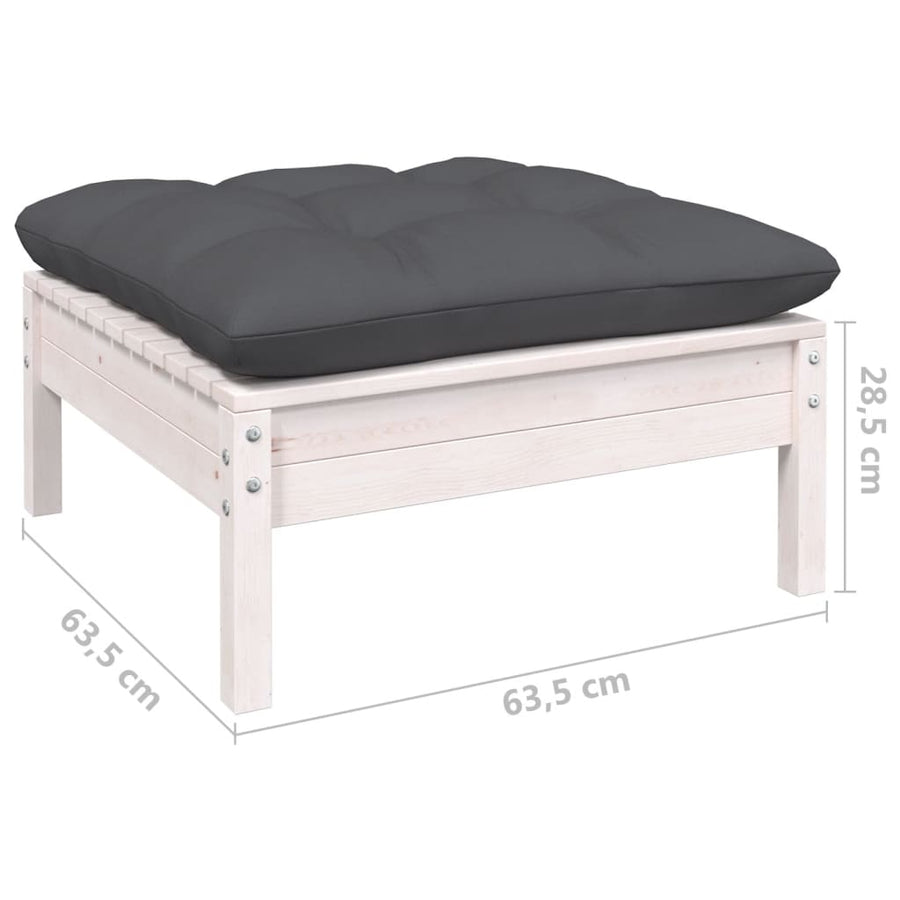 -Delige Loungeset Met Kussens Grenenhout Wit
