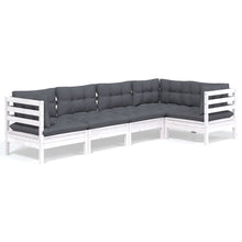 -Delige Loungeset Met Kussens Grenenhout Wit