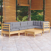 Loungeset 6-delig grenenhout grijs