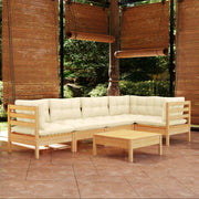Loungeset grenenhout 6-delig crème