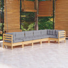 Loungeset 6-delig grenenhout grijs