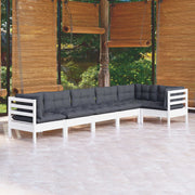 Loungeset 6-delig grenenhout wit