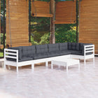 -Delige Loungeset Met Kussens Grenenhout Wit