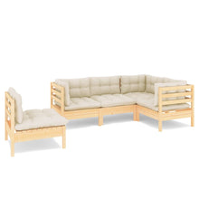 -Delige Loungeset Met Kleurige Kussens Grenenhout Bruin en crème