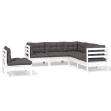 -Delige Loungeset Met Kussens Grenenhout Wit