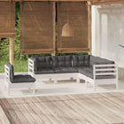 -Delige Loungeset Met Kussens Grenenhout Wit