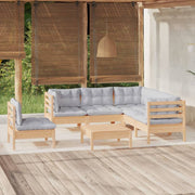 Loungeset 6-delig grenenhout grijs