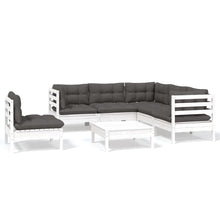 -Delige Loungeset Met Kussens Grenenhout Wit