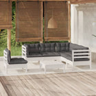 -Delige Loungeset Met Kussens Grenenhout Wit