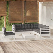 Loungeset 6-delig grenenhout wit