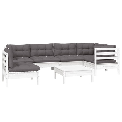 -Delige Loungeset Met Kussens Grenenhout Wit