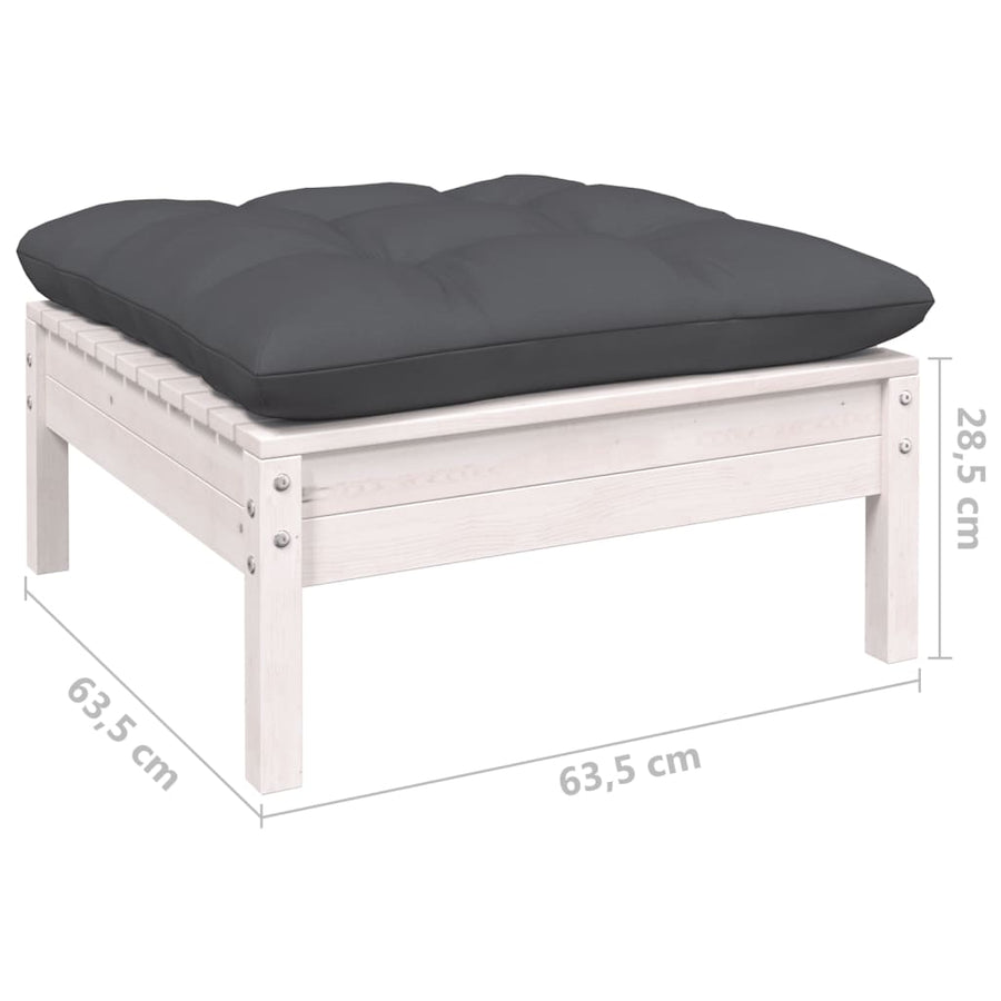 -Delige Loungeset Met Kussens Grenenhout Wit
