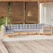 Loungeset 7-delig grenenhout grijs