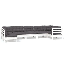 -Delige Loungeset Met Kussens Grenenhout Wit