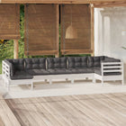 -Delige Loungeset Met Kussens Grenenhout Wit