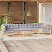 Loungeset 8-delig grenenhout grijs