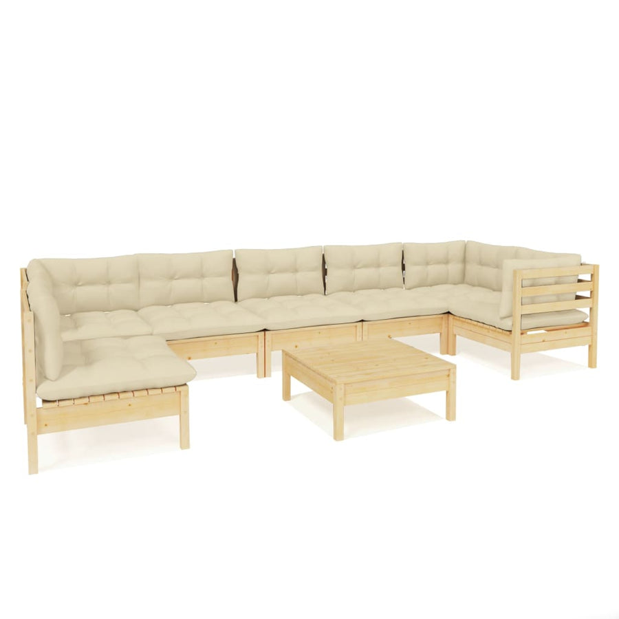 -Delige Loungeset Met Kleurige Kussens Grenenhout Bruin en crème