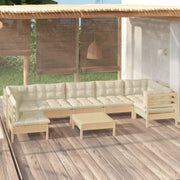 Loungeset 8-delig grenenhout crème