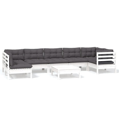 -Delige Loungeset Met Kussens Grenenhout Wit
