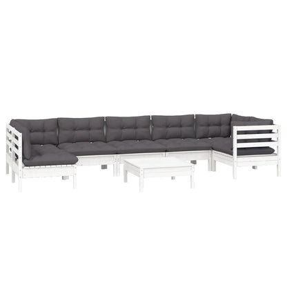 -Delige Loungeset Met Kussens Grenenhout Wit