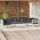 -Delige Loungeset Met Kussens Grenenhout Wit