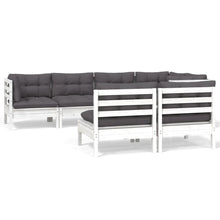 7-Delige Loungeset Met Kussens Massief Grenenhout Wit