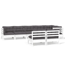 8-Delige Loungeset Met Kussens Massief Grenenhout Wit