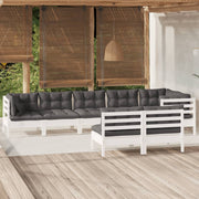 Loungeset 8-delig massief grenenhout wit