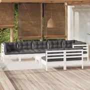 Loungeset 9-delig massief grenenhout wit