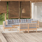 Loungeset 8-delig massief grenenhout grijs