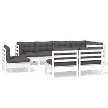 8-Delige Loungeset Met Kussens Massief Grenenhout Wit