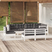 Loungeset 8-delig massief grenenhout wit