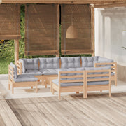 Loungeset 9-delig massief grenenhout grijs