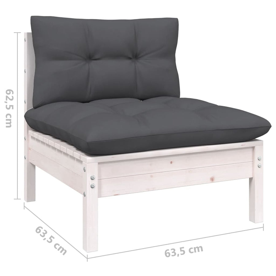 9-Delige Loungeset Met Kussens Massief Grenenhout Wit
