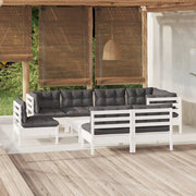 Loungeset 9-delig massief grenenhout wit
