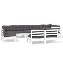 9-Delige Loungeset Met Kussens Massief Grenenhout Wit