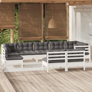 Loungeset 9-delig massief grenenhout wit