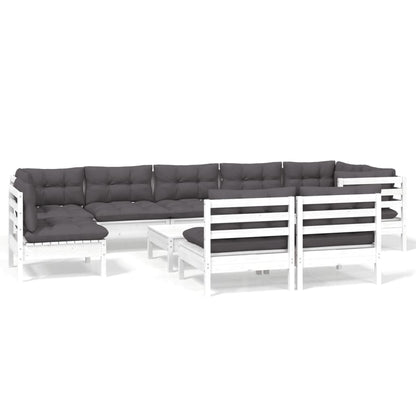 0-Delige Loungeset Met Kussens Massief Grenenhout Wit