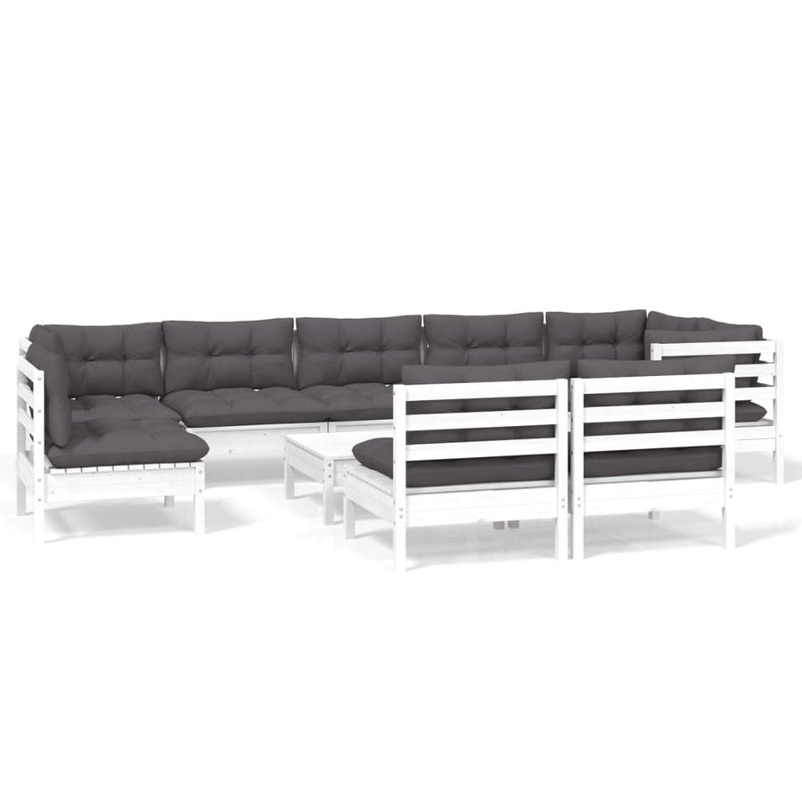 0-Delige Loungeset Met Kussens Massief Grenenhout Wit
